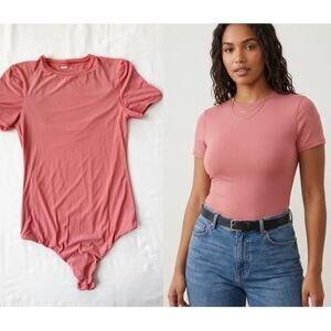 Aerie Smoothez Short Sleeve Bodysuit Pink Size M